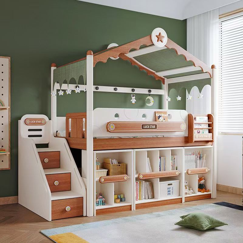 Bunk Bed With Stairs And Slide - # سرير بطابقين خشبي من الخشب