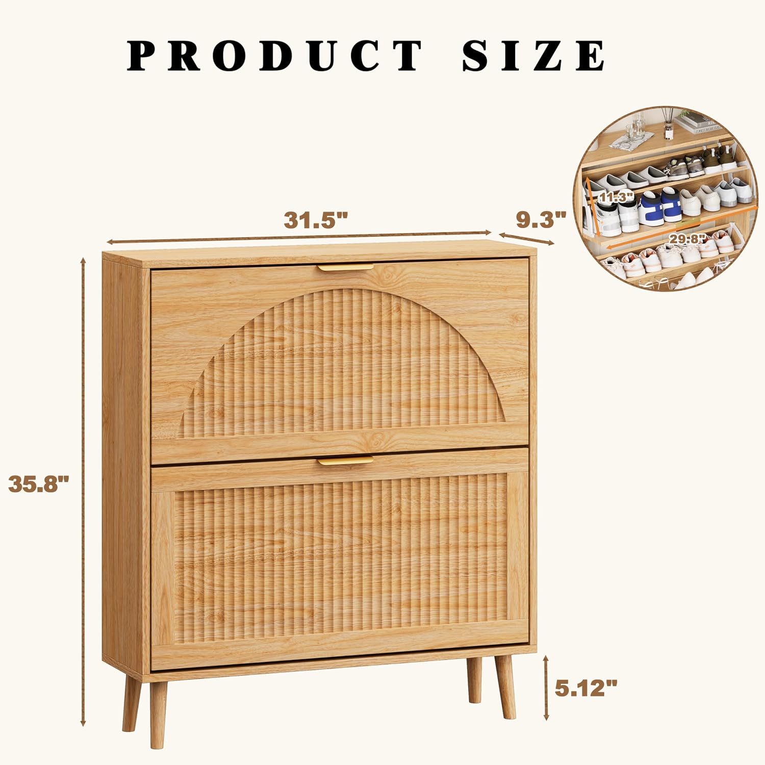 خزانة أحذية خشبية بـ 2 درج قاب - مراجعة Shoe Rack Cabinet Narrow Entryway وسعره