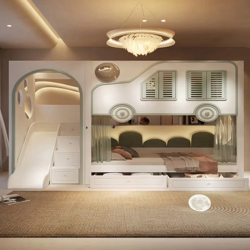 سرير بطابقين فاخر للأطفال بتصم - مراجعة Bunk Bed With Stairs And Slide وسعره