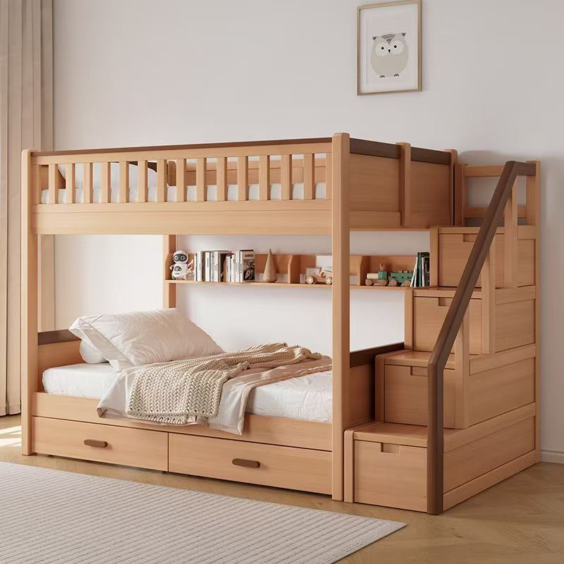 سرير بطابقين خشبي من خشب البلو - مراجعة Bunk Bed With Stairs And Slide وسعره