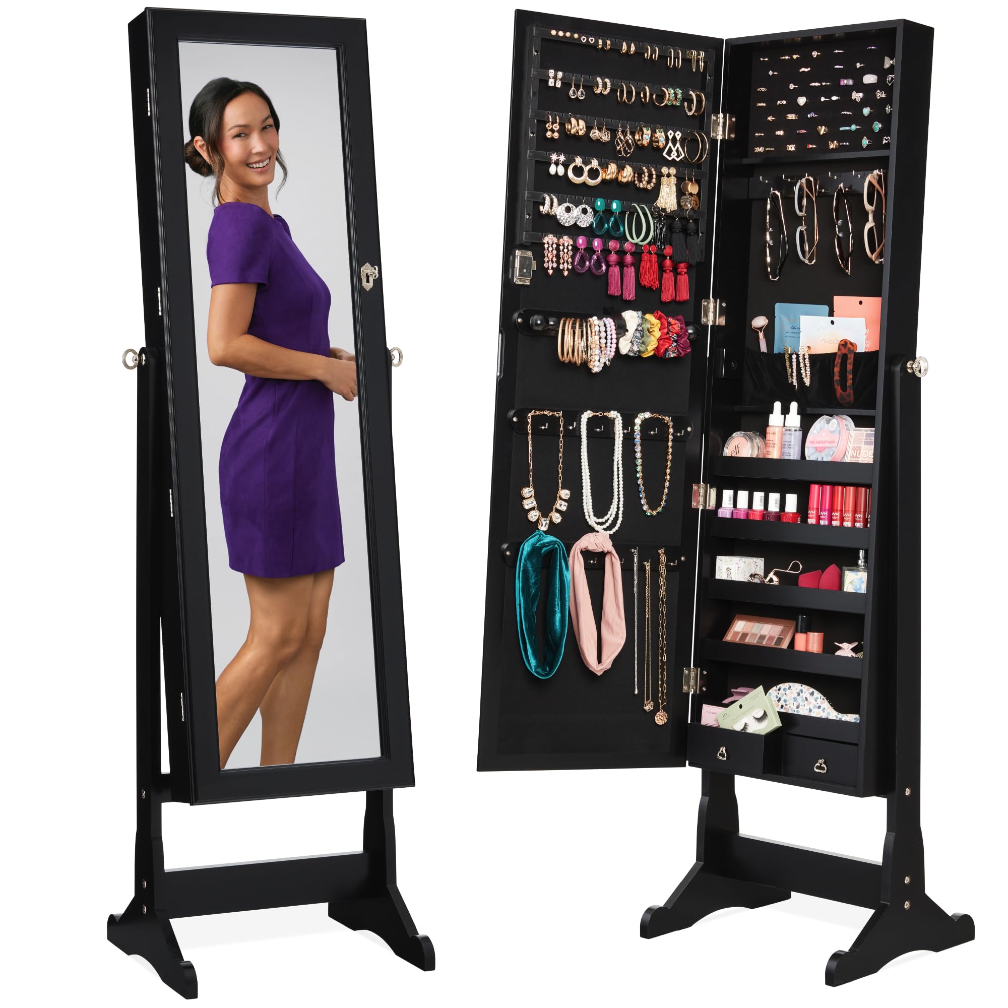 خزانة مجوهرات قائمة بذاتها، مر - مراجعة Full Length Mirror Jewelry Armoire وسعره