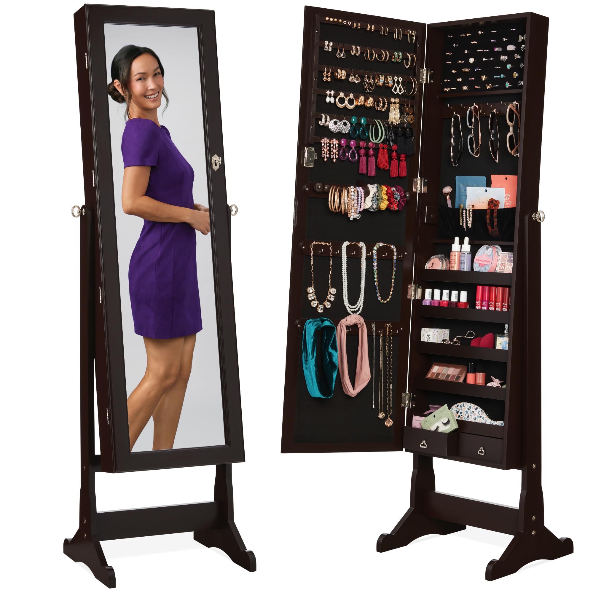خزانة مجوهرات قائمة بذاتها، مر - مراجعة Full Length Mirror Jewelry Armoire وسعره
